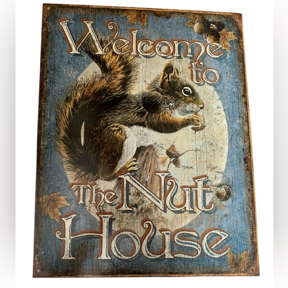 unknown Other - NEW Welcome to The Nuthouse Tin Metal Sign Squirrel Animal Home Decor Wall